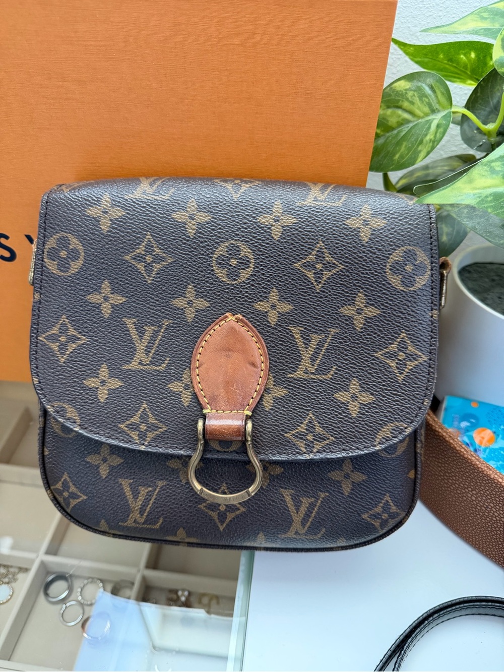 Louis Vuitton Monogram Canvas Crossbody in Dark Brown with Tan Accent